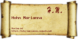 Hohn Marianna névjegykártya